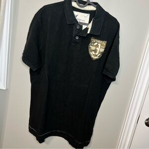 American Eagle Outfitters Black Polo with Tan Patch